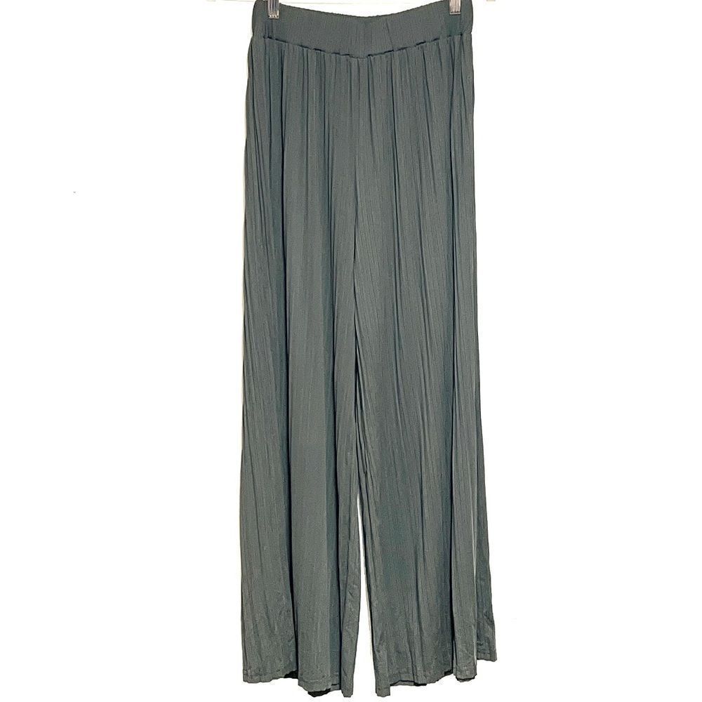NWT Petal & Pup Cher Accordion Pleated Olive Palazzo Wide Leg Pants Womens Sz 2